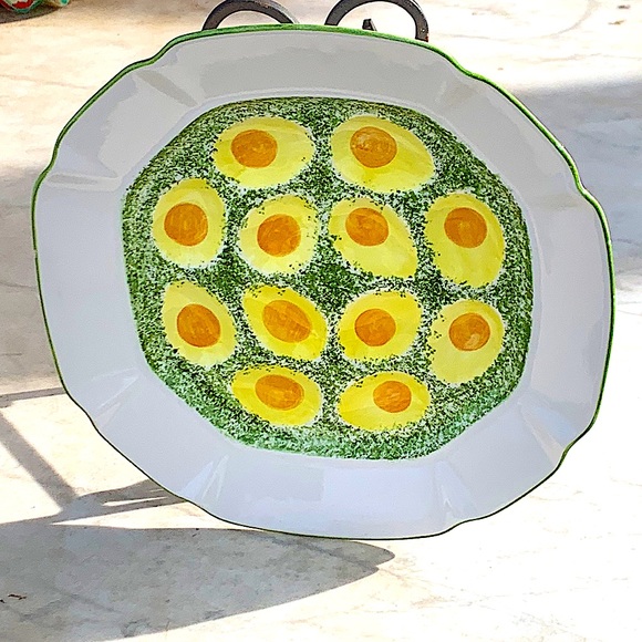 LAURIE GATE LOS ANGELES POTTERY DEVILED EGGS PLATTER VINTAGE CERAMIC - Picture 2 of 6
